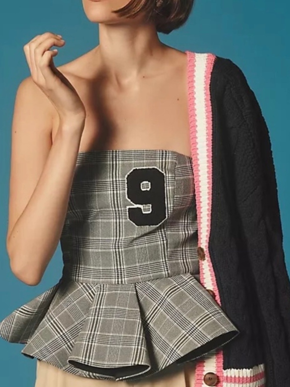 NWT!! MARE MARE Plaid Peplum Top